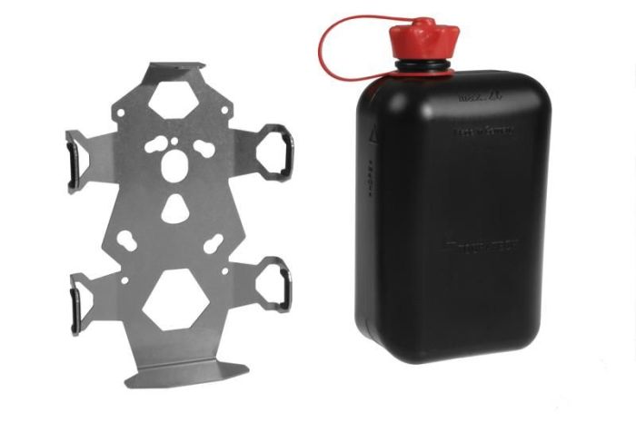01-050-3215-0 ZEGA Pro/ZEGA Mundo Zubehörhalterset, Kanisterhalter inkl. Benzinkanister Touratech 2 Liter