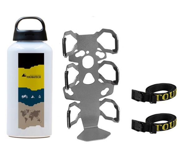 01-050-3218-0 ZEGA Pro/ZEGA Mundo Zubehörhalterset Flaschenhalter einfach mit Touratech Aluminium Trinkflasche 0,6 Liter