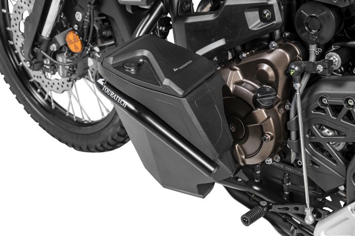 01-632-5168-0 Werkzeugbox mit Motorsturzbügel - Nachrüstsatz - linke Seite, Edelstahl, schwarz für Yamaha Tenere 700