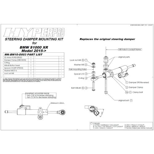 01-058-0089-0 Touratech Suspension Lenkungsdaempfer *CSC* fuer BMW S1000XR 2015-2019 +incl. Anbausatz+