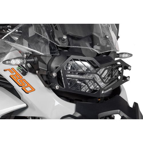 01-082-5096-0 Scheinwerferschutz Edelstahl schwarz mit Schnellverschluss fuer BMW F900GS Adventure/ F850GS Adventure *OFFROAD USE ONLY*