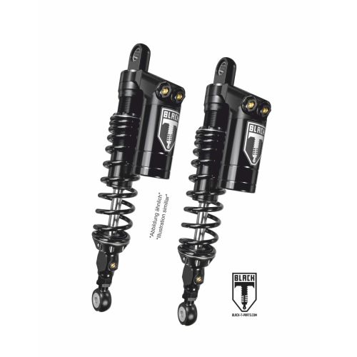 01-660-5811-0 BLACK-T Stereo Federbein Set Stage3 mit Reservoir fuer Harley Davidson FLH / FLTR Road Glide / Road King / Street Glide 2015-2020 (Laenge 12 Zoll)