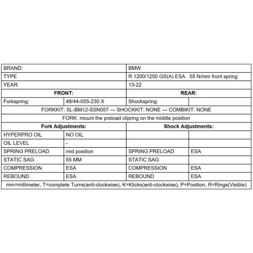 01-045-7430-0 Austauschfeder LINEAR / FRONT Kennung: 55N/mm fuer BMW R1200GS / R1250GS 2013-2024 „Original BMW Federbeine mit BMW Dynamic ESA“