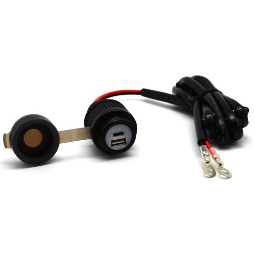 01-030-0101-0 Duo USB A + C Steckdose Motorrad 12-24 V mit Quick Charge fuer 21-25 mm Lenker