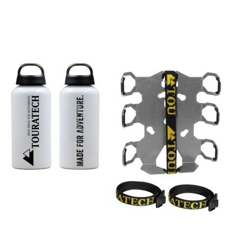 01-050-3219-0 ZEGA Pro/ZEGA Mundo Zubehoerhalterset Flaschenhalter zweifach mit 2x Touratech Aluminium Trinkflasche 0,6 Liter