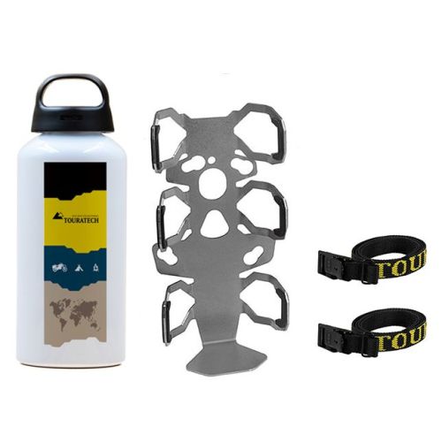 01-050-3218-0 ZEGA Pro/ZEGA Mundo Zubehörhalterset Flaschenhalter einfach mit Touratech Aluminium Trinkflasche 0,6 Liter