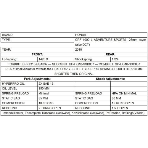 01-402-5841-0 Progressive Gabelfedern fuer Honda CRF1000L Africa Twin Adventure Sports ab 2018 Tieferlegung um 25mm