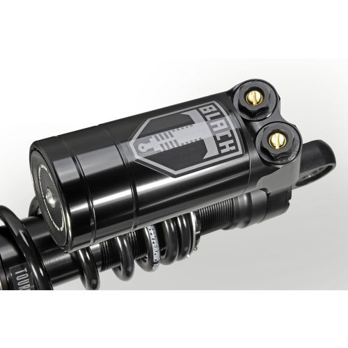01-660-5811-0 BLACK-T Stereo Federbein Set Stage3 mit Reservoir fuer Harley Davidson FLH / FLTR Road Glide / Road King / Street Glide 2015-2020 (Laenge 12 Zoll)