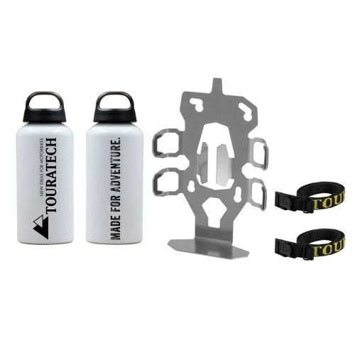 01-050-3417-0 ZEGA Evo Zubehoerhalterset Flaschenhalter zweifach mit 2x Touratech Aluminium Trinkflasche 0,6 Liter