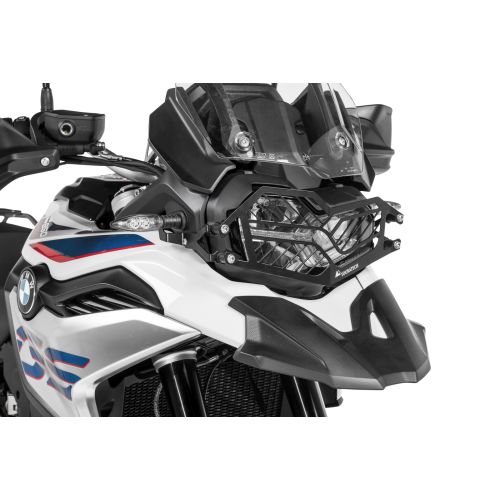 01-082-5095-0 Scheinwerferschutz Edelstahl schwarz mit Schnellverschluss fuer BMW F850GS/ F800GS (2024-)/ F750GS *OFFROAD USE ONLY*