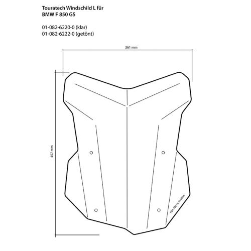 01-082-6222-0 Windschild, L, getoent, fuer BMW F900GS Adventure, F850GS/ Adventure, F800GS(2024-)