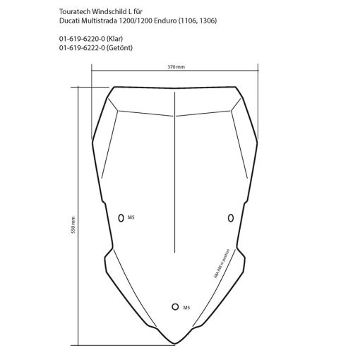 01-619-6222-0 Windschild, L, getoent, fuer Ducati Multistrada 1200 ab 2015, 950