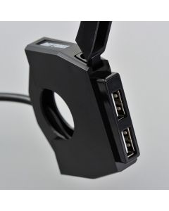 Daytona USB-Steckdose "Slim" 2fach, für 22,2 und 25,4 mm Lenker