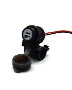 01-030-0101-0 Duo USB A + C Steckdose Motorrad 12-24 V mit Quick Charge für 21-25 mm Lenker